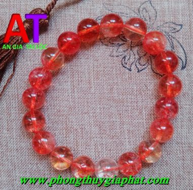 Vòng đeo tay phong thủy thạch anh ưu linh đỏ