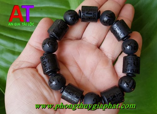 Vòng đeo tay núi lửa đốt trúc (Obisidan) 14li