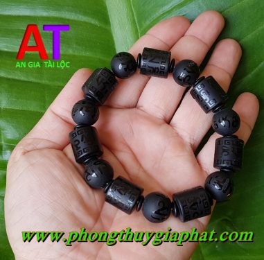 Vòng đeo tay núi lửa đốt trúc (Obisidan) 14li