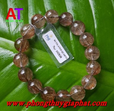 Vòng phong thủy thạch anh tóc nâu 838