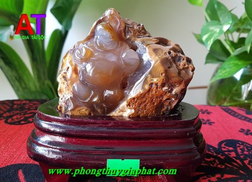 Tượng phật di lặc đá mã não để bàn