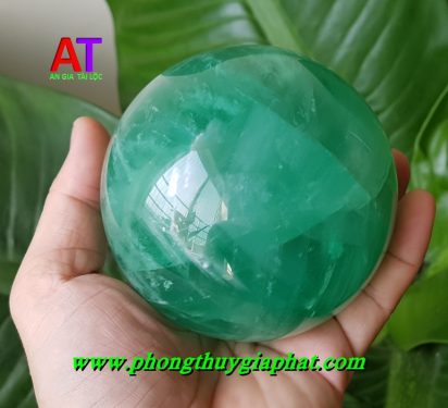 Quả cầu phong thủy đá Fluorit xanh