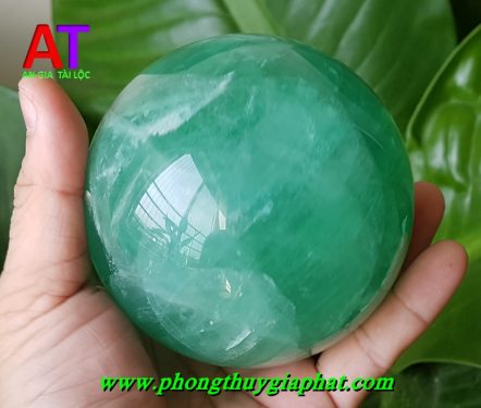 Quả cầu phong thủy đá Fluorit xanh