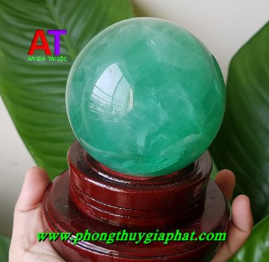 Quả cầu phong thủy đá Fluorit xanh