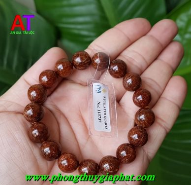 Vòng phong thủy thạch anh tóc nâu