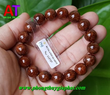 Vòng phong thủy thạch anh tóc nâu