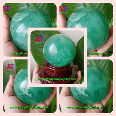 Quả cầu phong thủy đá Fluorit xanh
