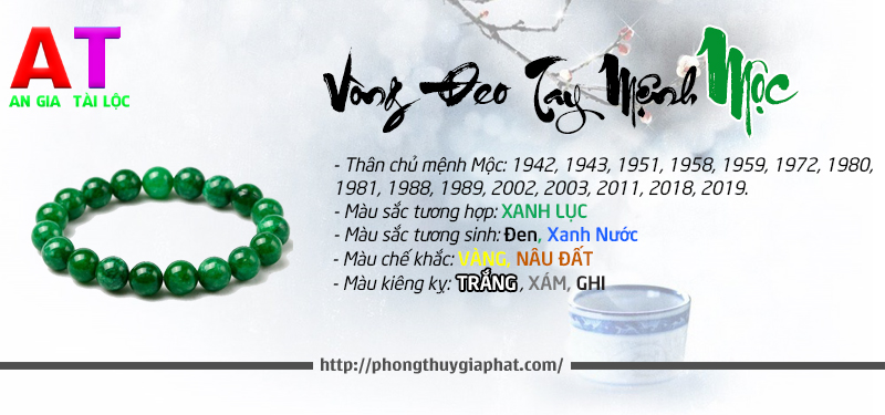 Vòng đeo tay phong thủy cho người mệnh Mộc