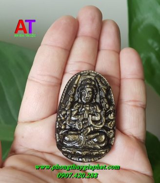 Phật bản mệnh đá núi lửa Obsidian gold rainbow