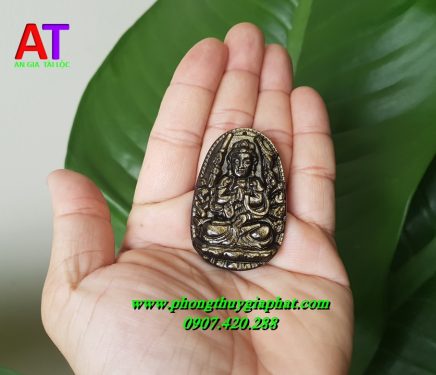 Phật bản mệnh đá núi lửa Obsidian gold rainbow