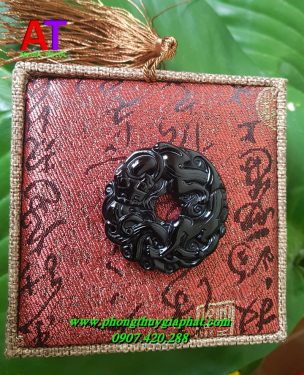 Mặt dây chuyền tỳ hưu hóa rồng đá núi lửa (OBISIDAN)