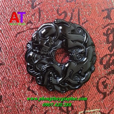 Mặt dây chuyền tỳ hưu hóa rồng đá núi lửa (OBISIDAN)