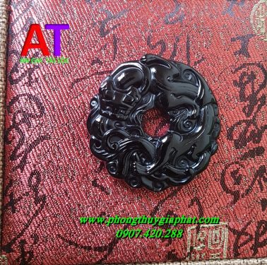 Mặt dây chuyền tỳ hưu hóa rồng đá núi lửa (OBISIDAN)