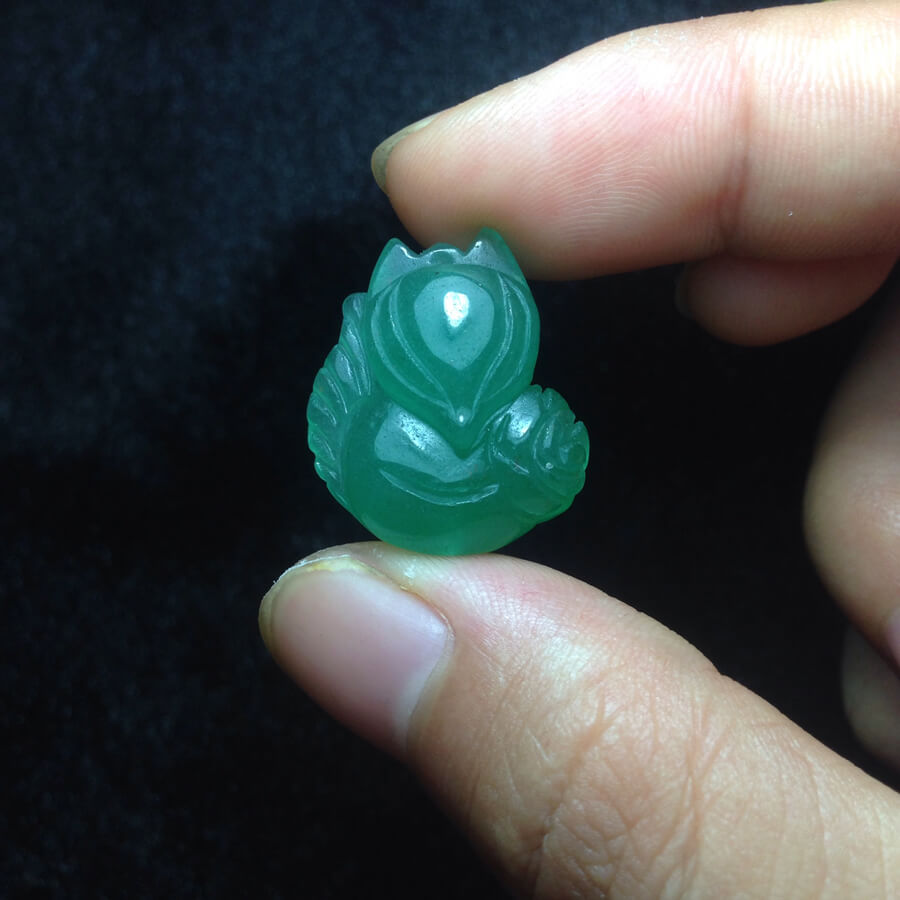 Hồ ly phong thủy thạch anh xanh