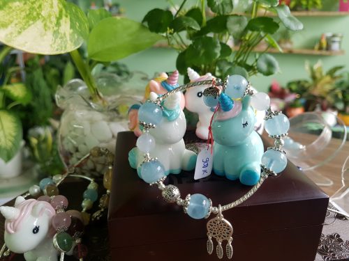 Vòng tay đá aquamarine mix bạc 925