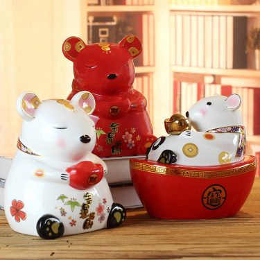 Linh vật chuột may mắn gốm sứ cao cấp