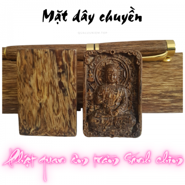 Mặt dây chuyền trầm sánh chìm phật a di đà, mặt phật bản mệnh trầm hương