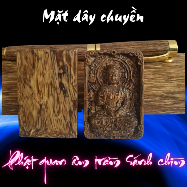 Mặt dây chuyền trầm sánh chìm phật a di đà, mặt phật bản mệnh trầm hương