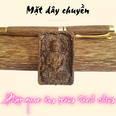 Mặt dây chuyền trầm sánh chìm phật a di đà, mặt phật bản mệnh trầm hương
