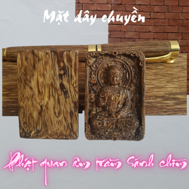 Mặt dây chuyền trầm sánh chìm phật a di đà, mặt phật bản mệnh trầm hương