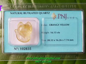 Mặt dây chuyền hồ ly đá thạch anh tóc vàng