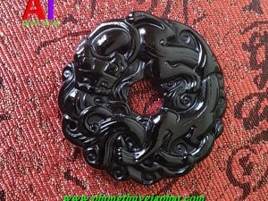Mặt dây chuyền tỳ hưu hóa rồng đá núi lửa (OBISIDAN)