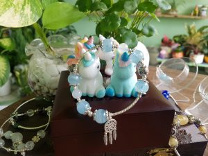 Vòng tay đá aquamarine mix bạc 925