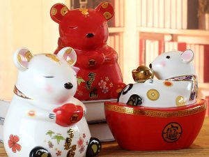 Linh vật chuột may mắn gốm sứ cao cấp